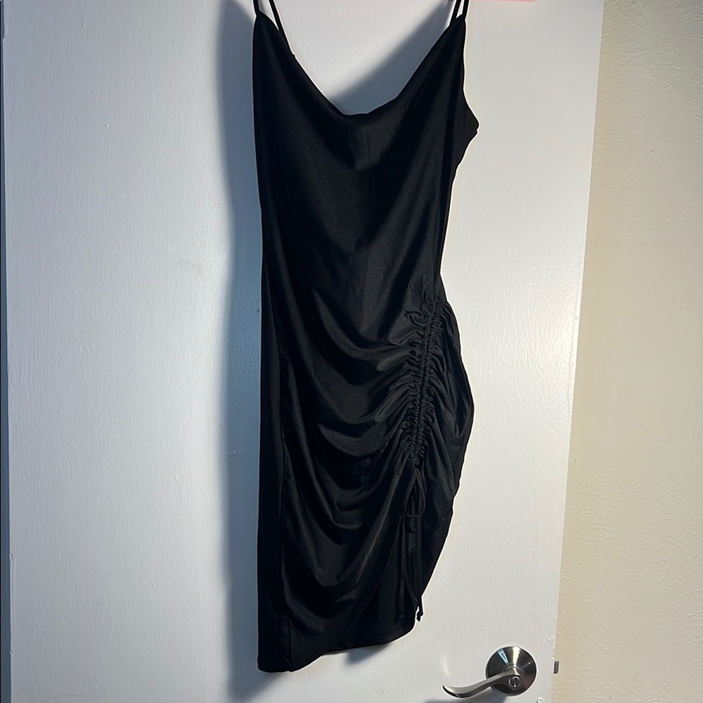 Drape Neck Ruched Side Dress